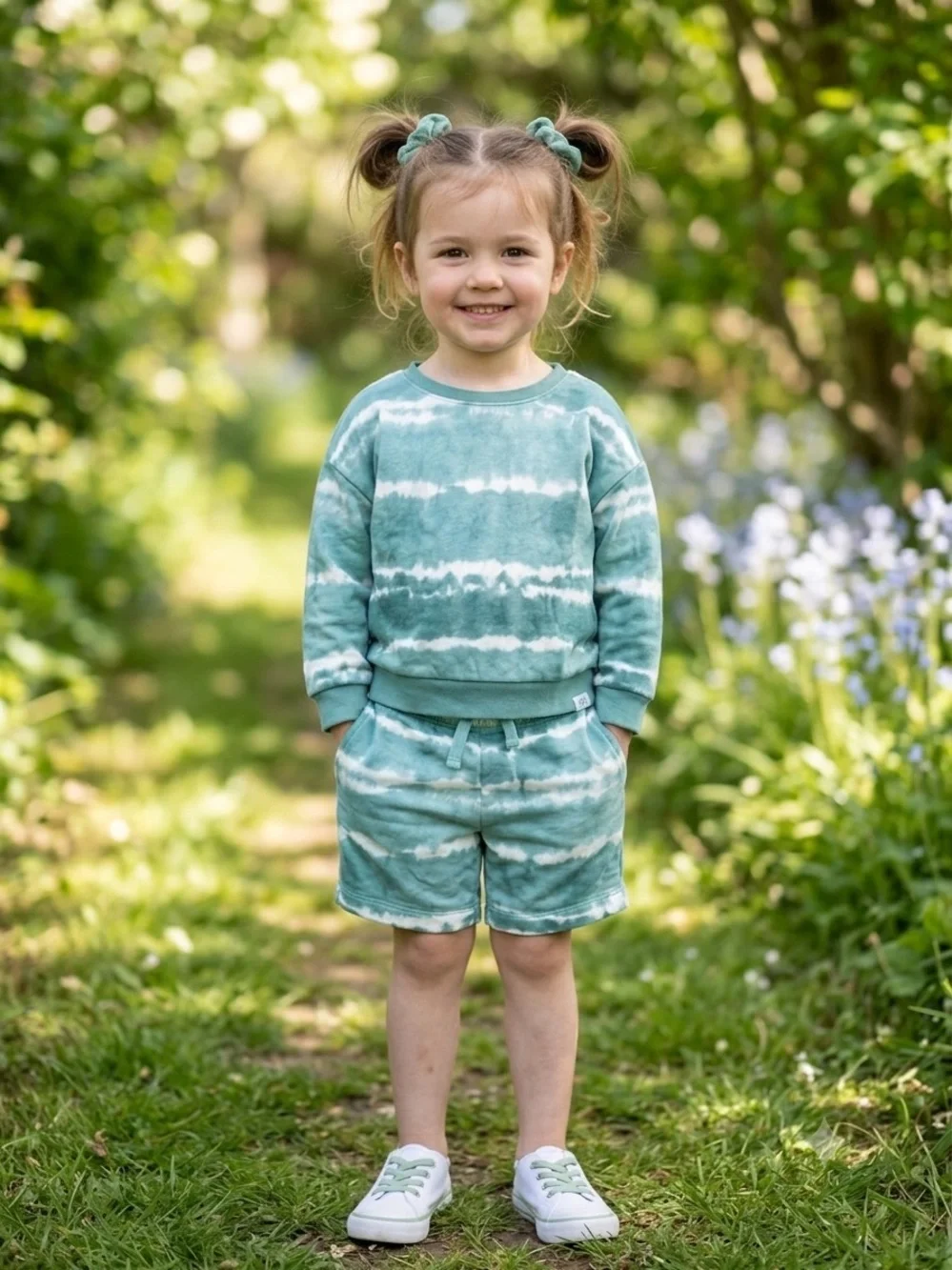 GAP Green and White Tie-Dye Kids Matching Set